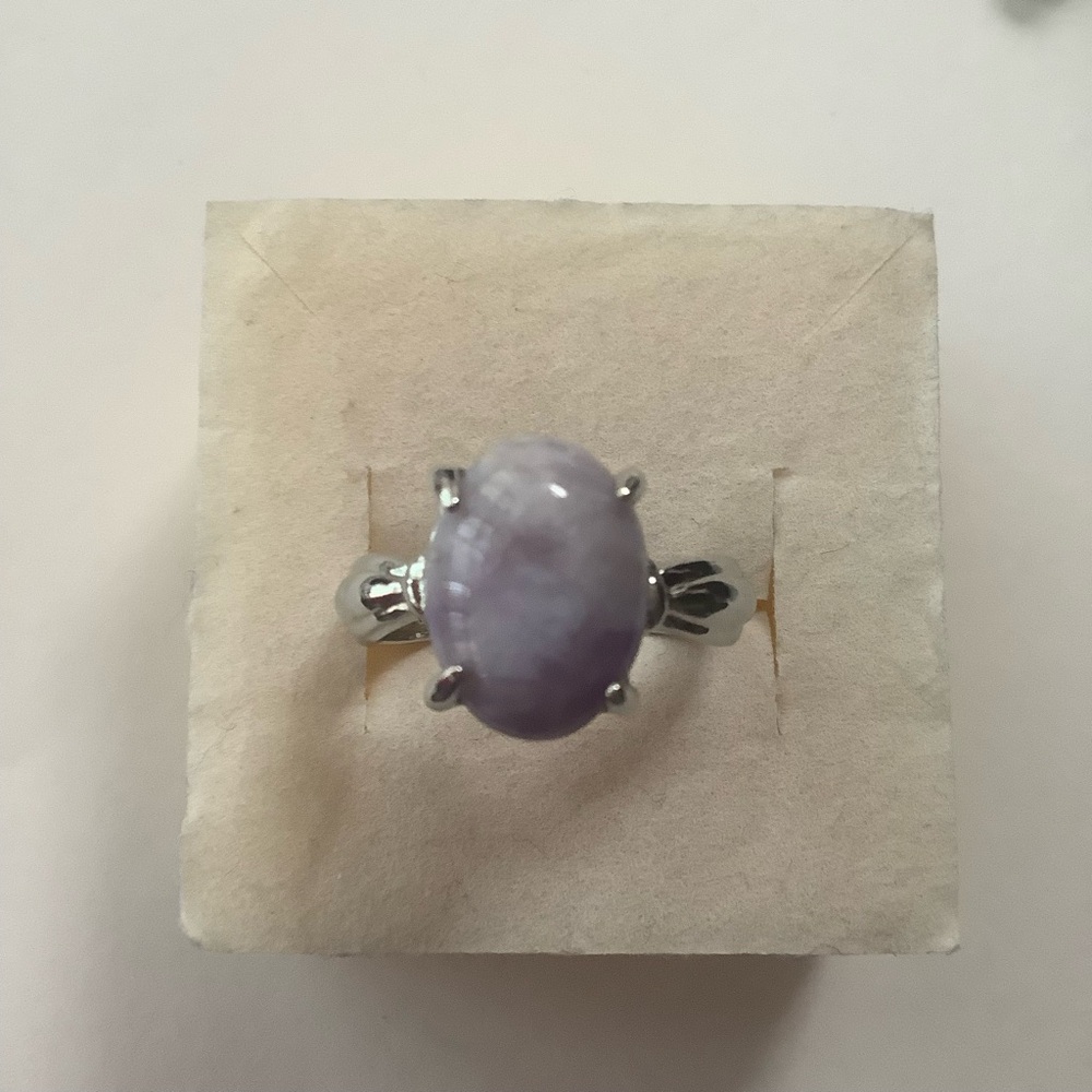 Elegant Light Purple Lepidolite Stone Silver Ring